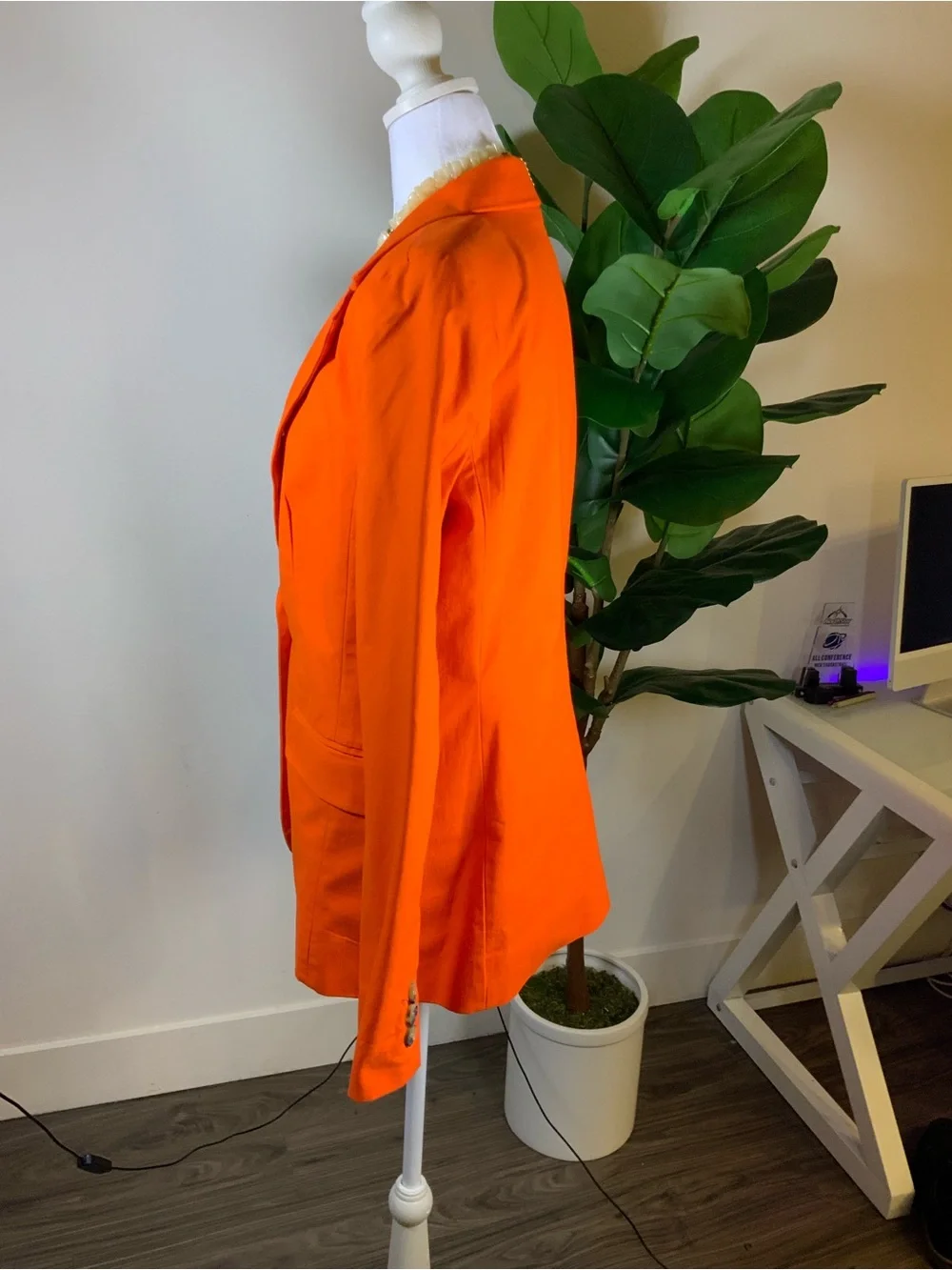 Women's Orange Single-Button Blazer